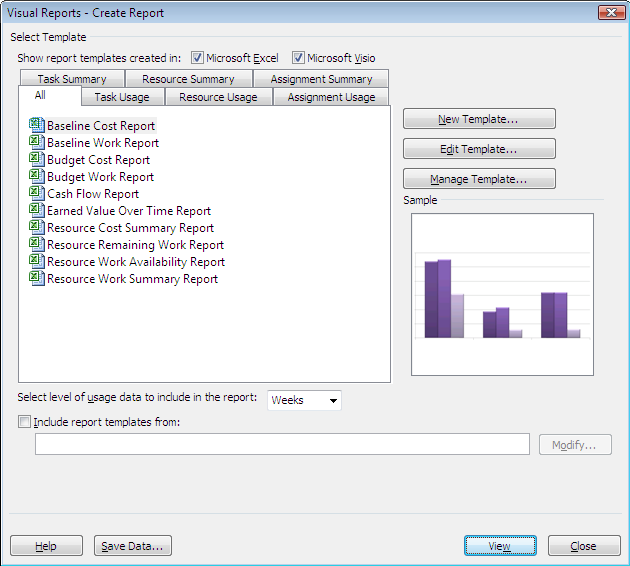 گزارشگیری در نرمافزار MS Project